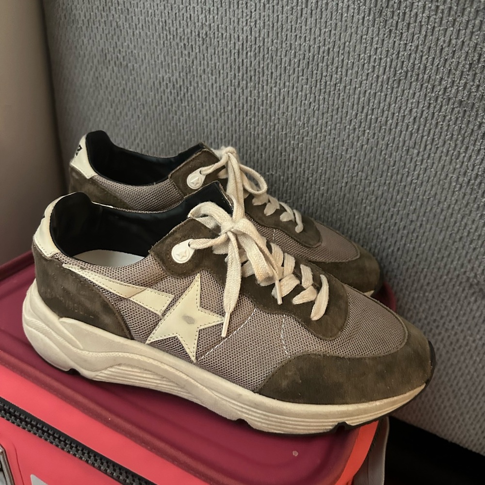 Golden Goose Brown and Cream Retro Sneakers